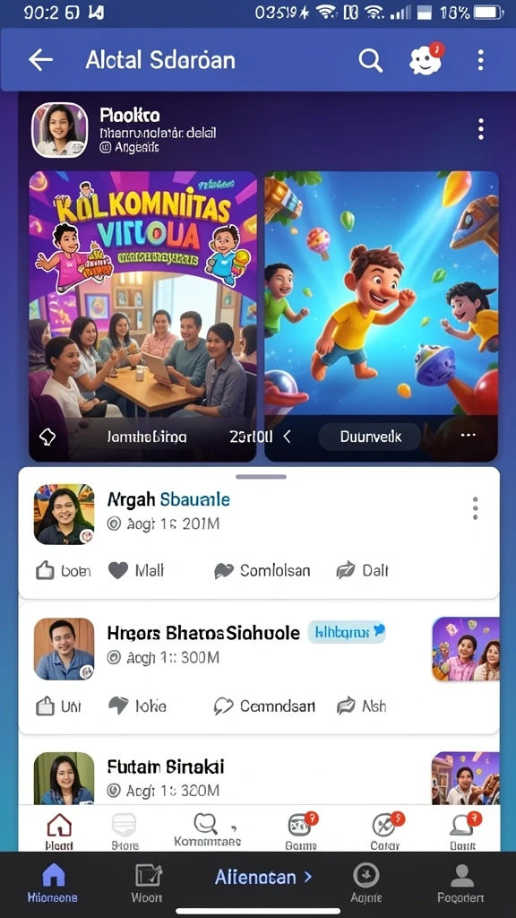 Screenshot menunjukkan variasi permainan yang tersedia.